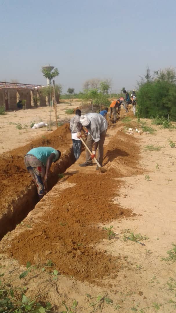 Octobre 2018 - La caravane de Bambey creuse les canalisations de l'adduction d'eau de la ferme de formation en agroécologie