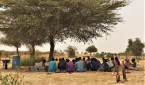 Lors d’une session de formation introductive sur l’agroécologie donnée par Abdou Khadre sur la ferme de production de Gouybinde, Juillet 2020